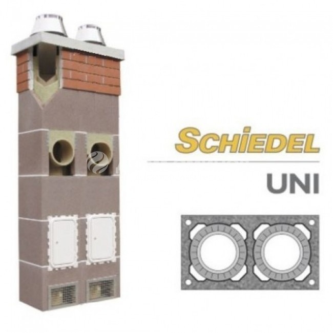 Керамический дымоход Schiedel UNI двухходовой без вент. каналов д=200 х200 мм, высота 9м