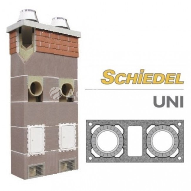 Керамический дымоход Schiedel UNI двухходовой с вент. каналом д=200х200 мм, высота 8м
