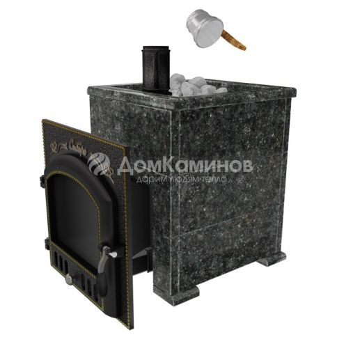 Премиальная банная печь НМК Сибирь-40 (дверка 700х700) в облицовке Оптима пироксенит